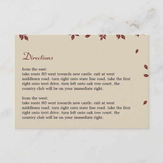 Carte de direction de l'arbre de chêne (Devant)