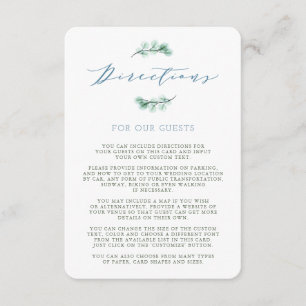 Carte de direction de mariage de jardin hydrocoule