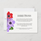 Carte de direction de mariage floral à l'anémone a (Devant)