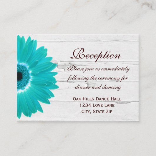 Carte de direction de mariage Gerber Daisy turquoi (Devant)