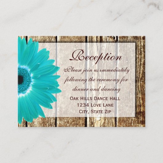 Carte de direction de mariage Gerber Daisy turquoi (Devant)