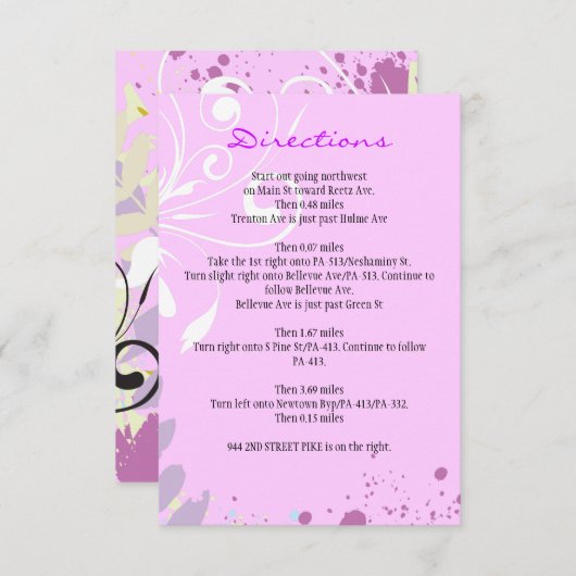 Carte de direction FLORAL STAR ABSTRAITE (Devant / Derrière)