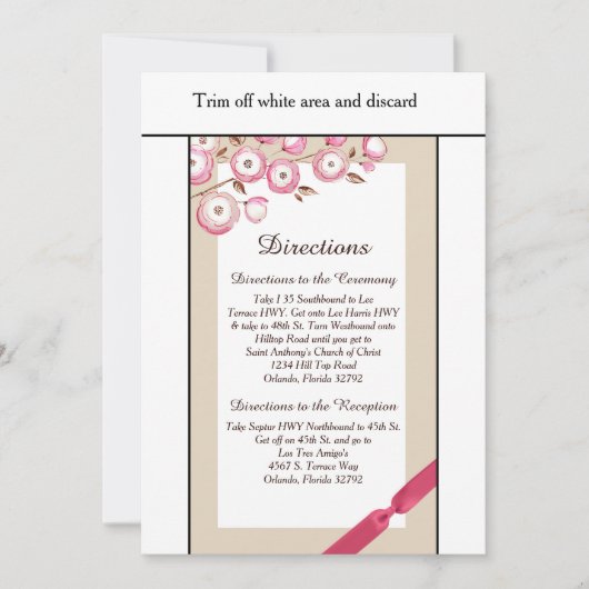 Carte de direction Mariage 3.5x6 de la branche ros (Devant)