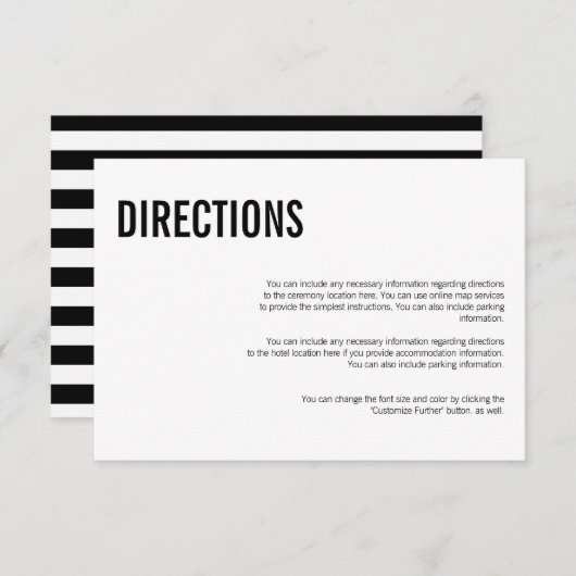 Carte de direction Mariage de typographie simple e (Devant / Derrière)