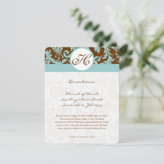 Carte de direction Mariage Monogram Black Damask S (Debout devant)