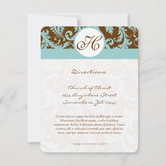 Carte de direction Mariage Monogram Black Damask S (Devant)