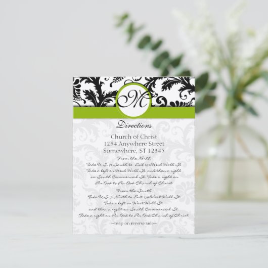 Carte de direction Mariage Monogram Black Damask S (Debout devant)