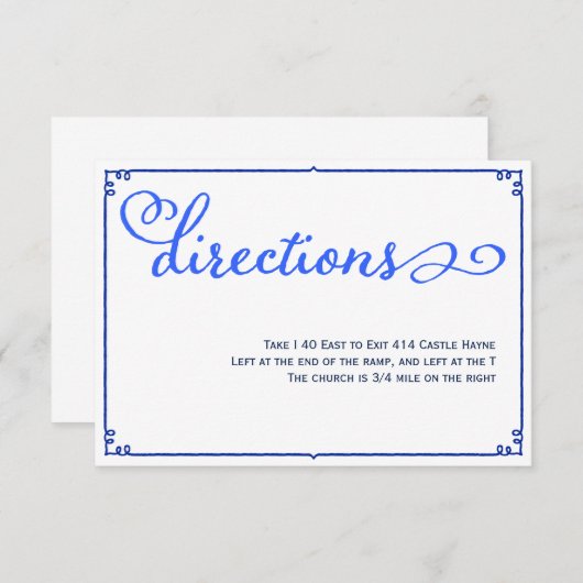 Carte de direction Mariage pour la calligraphie de (Devant / Derrière)