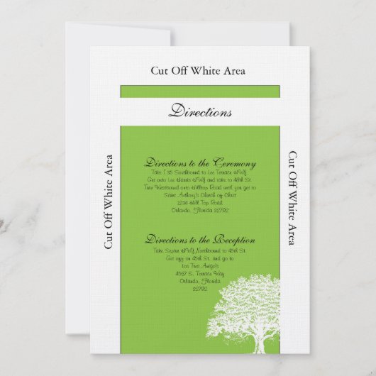 Carte de direction Mariage vert/blanc de l'arbre d (Devant)