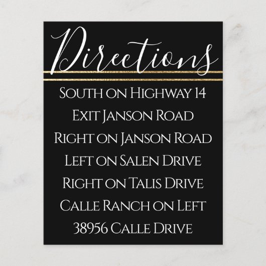 Carte de direction or Elegant Bat mitzvah à barres (Devant)