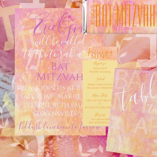 Carte de direction simple et subtile du Bat mitzva