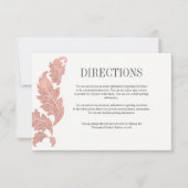 Carte de directions de mariage à crête en rose gol (Devant)