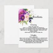 Carte de directions de mariage à l'aquarelle aux p (Devant / Derrière)