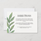Carte de directions de mariage aux feuilles de ver (Devant)