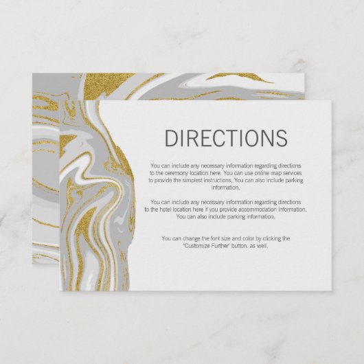 Carte de directions de mariage en marbre moderne e (Devant / Derrière)