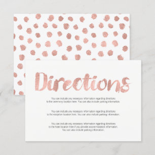 Carte de directions de mariage en or rose moderne