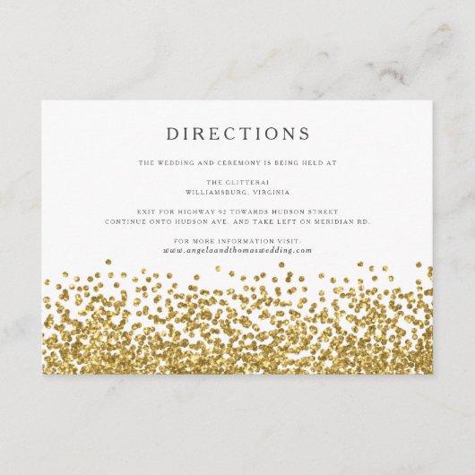 Carte de directions de mariage Glam Gold Confetti  (Devant)