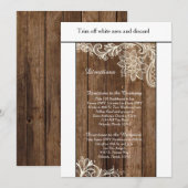 Carte de directions de mariage Rustic Wood Lace 3, (Devant / Derrière)