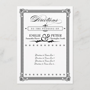 Carte de directions de style affiche noir et blanc