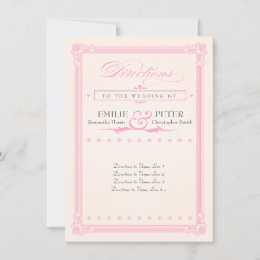 Carte de directions de style d'affiche rose, gris (Devant)