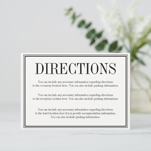 Carte de directions simple et élégante (Debout devant)