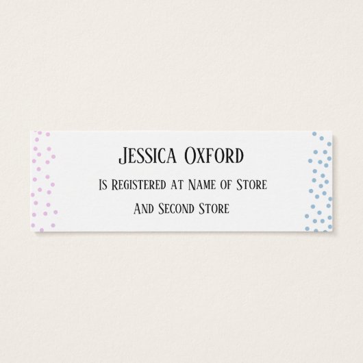 Carte de distribution pour bébé Confetti bleu rose (Dos)