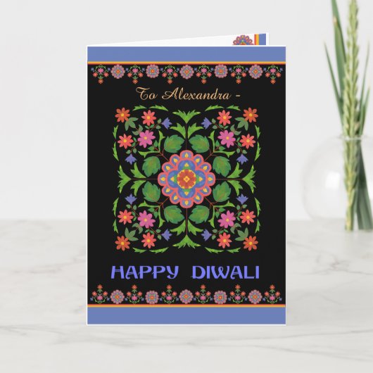 Carte de Diwali à personnaliser, motif de Rangoli, (Devant)