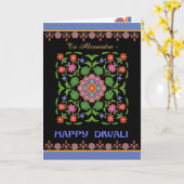 Carte de Diwali à personnaliser, motif de Rangoli, (Fleur jaune)
