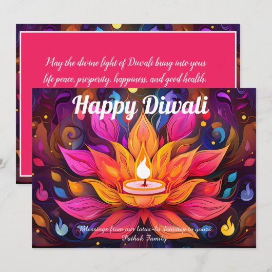 Carte de Diwali Lotus Céleste (Devant / Derrière)