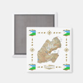 Carte de Djibouti + Magnet des drapeaux (Recto/Verso)