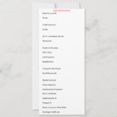 Carte de documents importants (Devant)