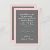 Carte de don de mariage gris et rose blush (Devant / Derrière)