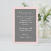 Carte de don de mariage gris et rose blush (Debout devant)