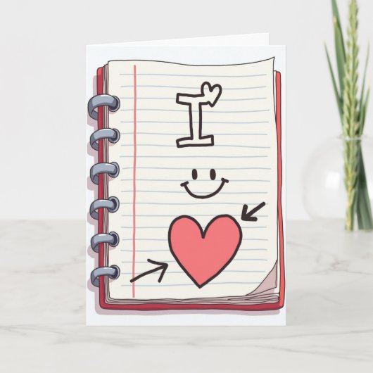 Carte de doodle de cœur Je t'aime (Devant)