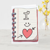 Carte de doodle de cœur Je t'aime (Fleur jaune)