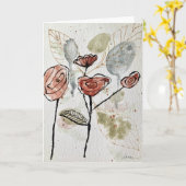Carte de Doodle de fleurs abstraites à l'aquarelle (Fleur jaune)