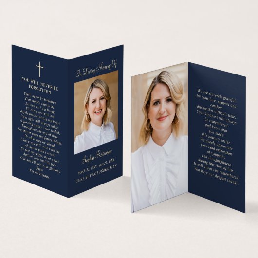 Carte de dossier Gold Script 2 Photo Blue Memorial (Inside and Outside)