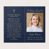 Carte de dossier Gold Script 2 Photo Blue Memorial (Outside Unfolded)