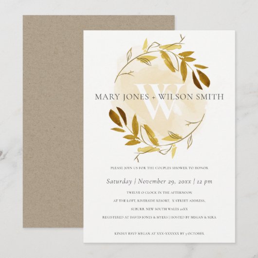 CARTE DE DOUCHE À COUPLES À COUPLES DE FOLIAGE D'O (Devant / Derrière)