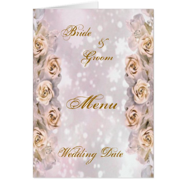 Carte de douche à menu Mariage Rose (Devant)
