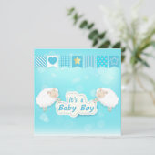 Carte de douche bébé garçon avec mouton (Debout devant)