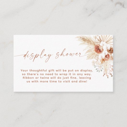 Carte de douche Boho, Baby shower en herbe Pampas (Devant)