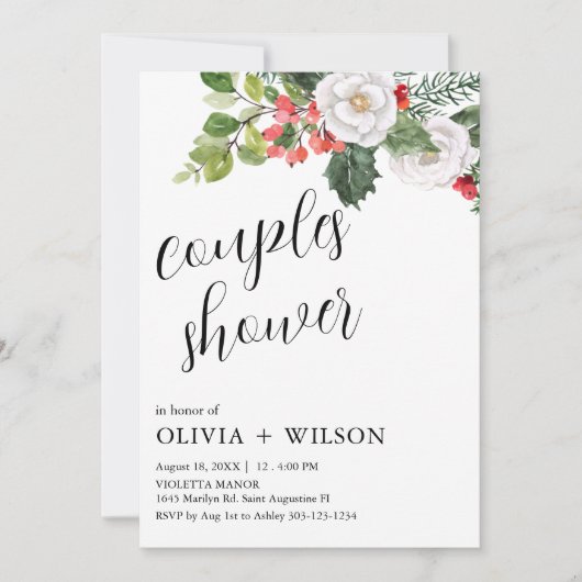 Carte de douche Couples d'hiver Noël (Devant)