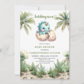 Carte de douche de dino d'aquarelle de dinosaure é (Devant)
