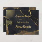 Carte de douche de mariage en marbre noir et or (Devant / Derrière)