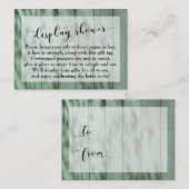 Carte de douche de mariée en bois vert tacheté san (Devant / Derrière)