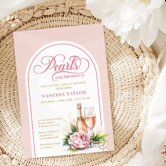 Carte de douche de perles et de Prosecco en or ros
