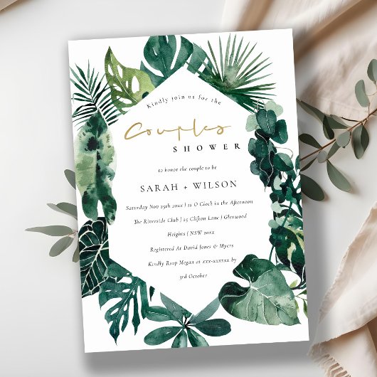 Carte de douche Monstera Green Leafy Hexagonal Cou