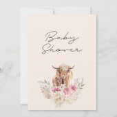 Carte de douche pour bébé Floral Highland Cow Rose (Dos)