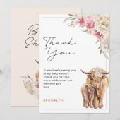 Carte de douche pour bébé Floral Highland Cow Rose (Devant / Derrière)